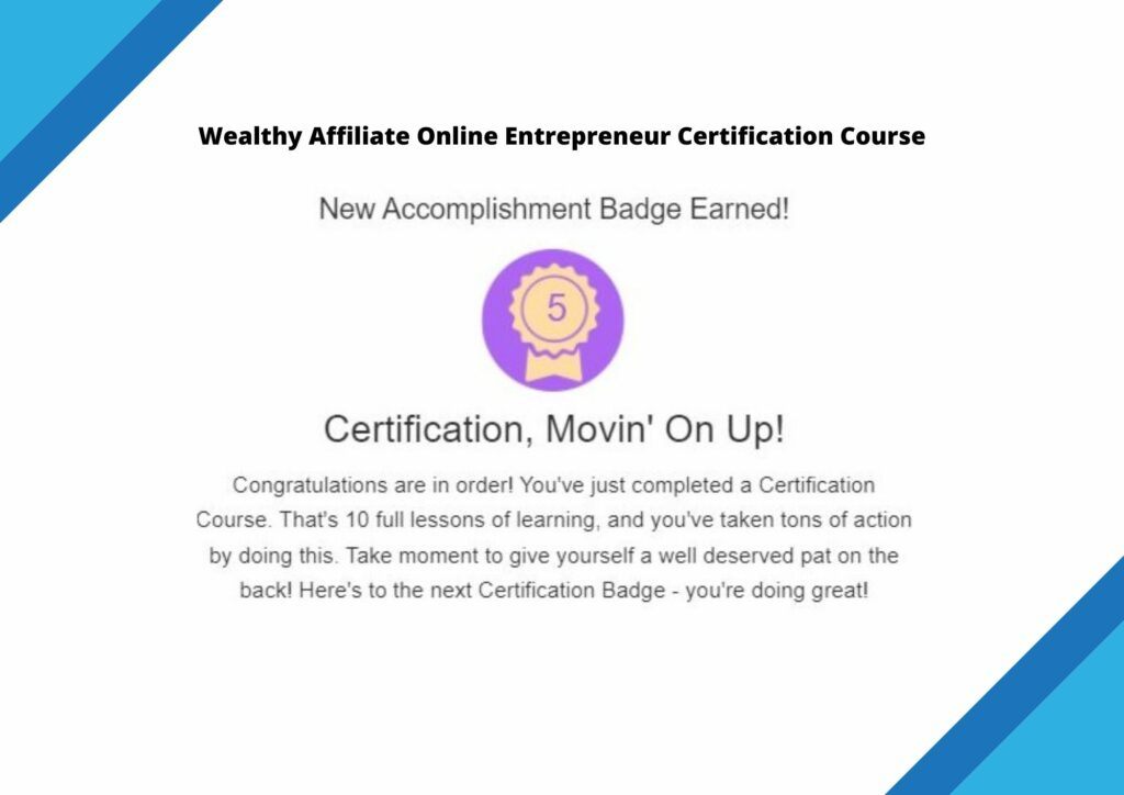 Wealthy Affiliate Online Entrepreneur Certificate